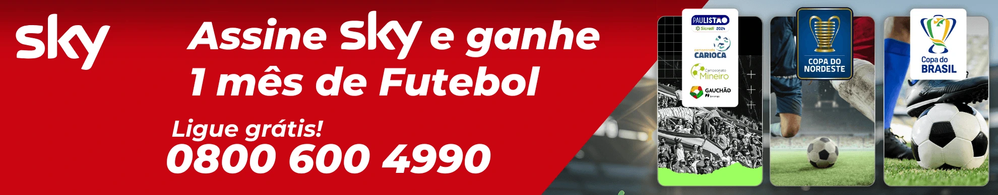 Assine SKY com Adesão de apenas R$ 1,90 e ganhe 1 mês de Futebol. Aproveite!