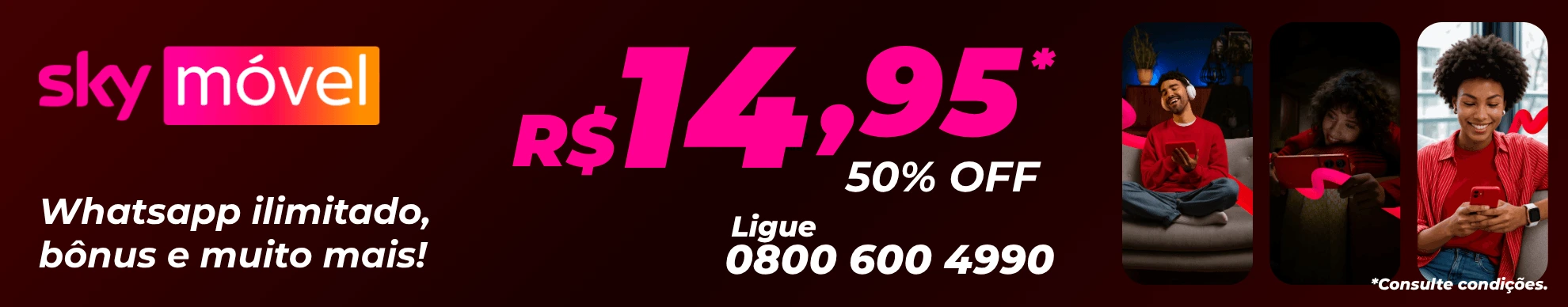 SKY Móvel por apenas R$ 14,95. Aproveite!